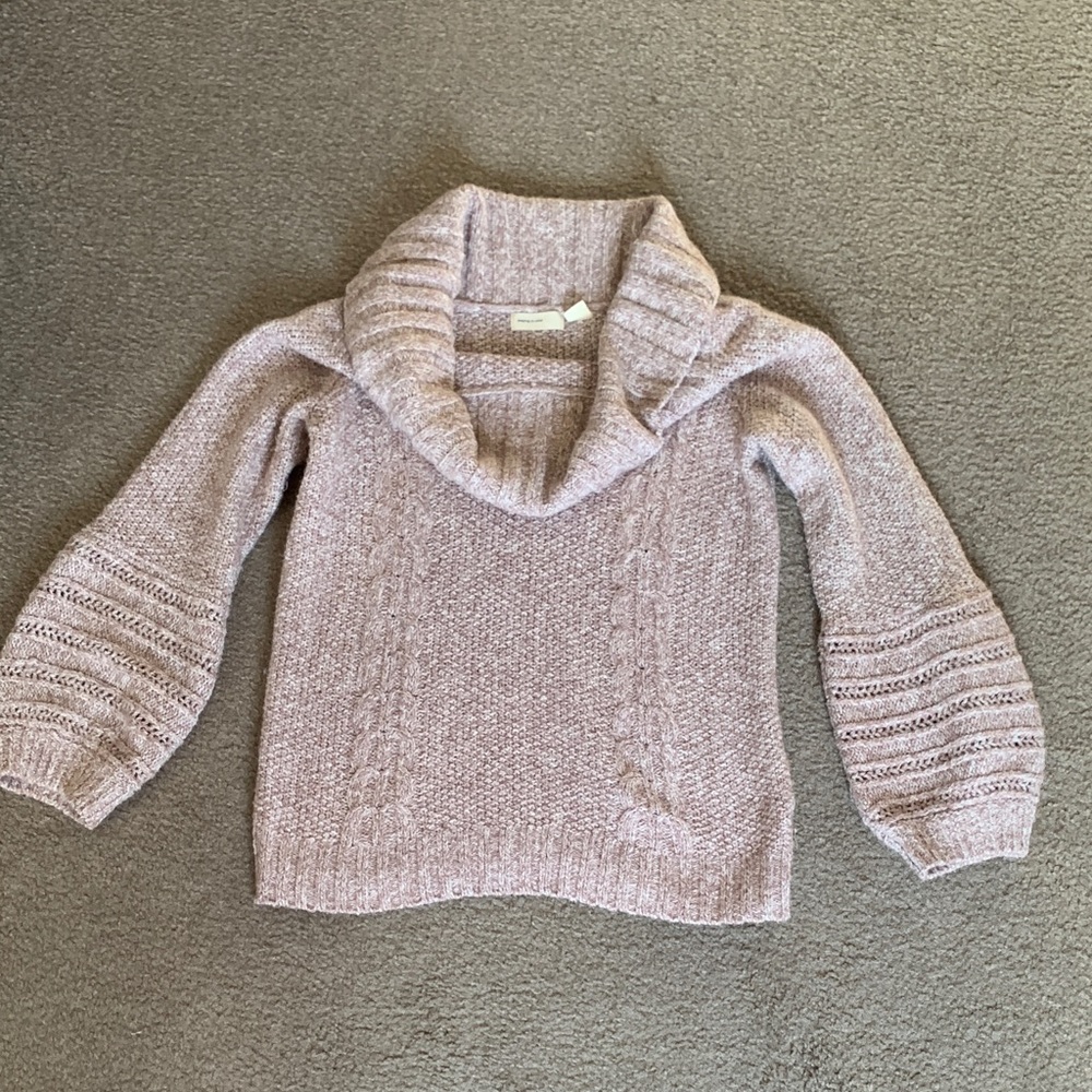 Anthropologie Sleeping on Snow Elegant Cowl Neck Sweater Sz L Dusty Pink